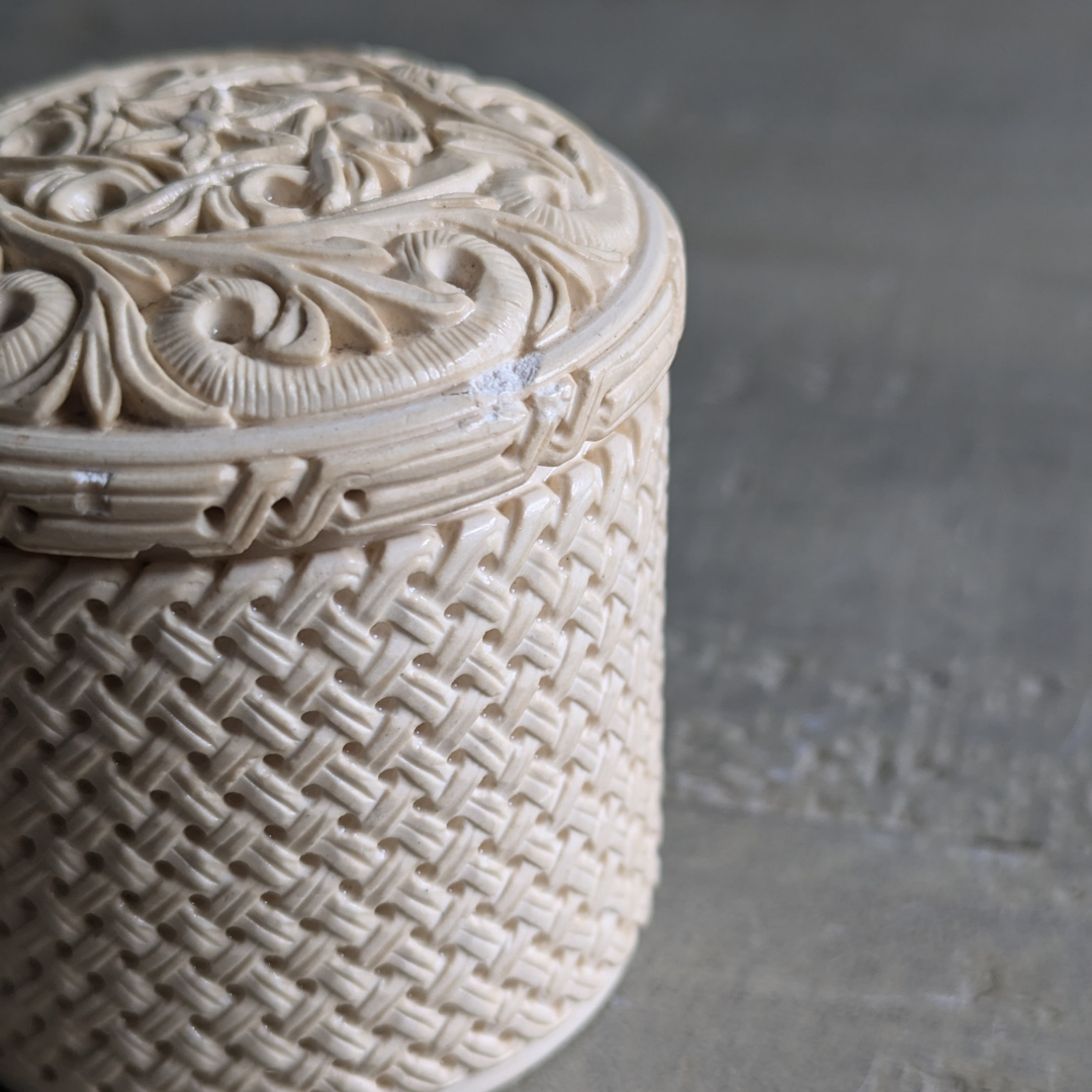 Ivory Lidded Trinket Box