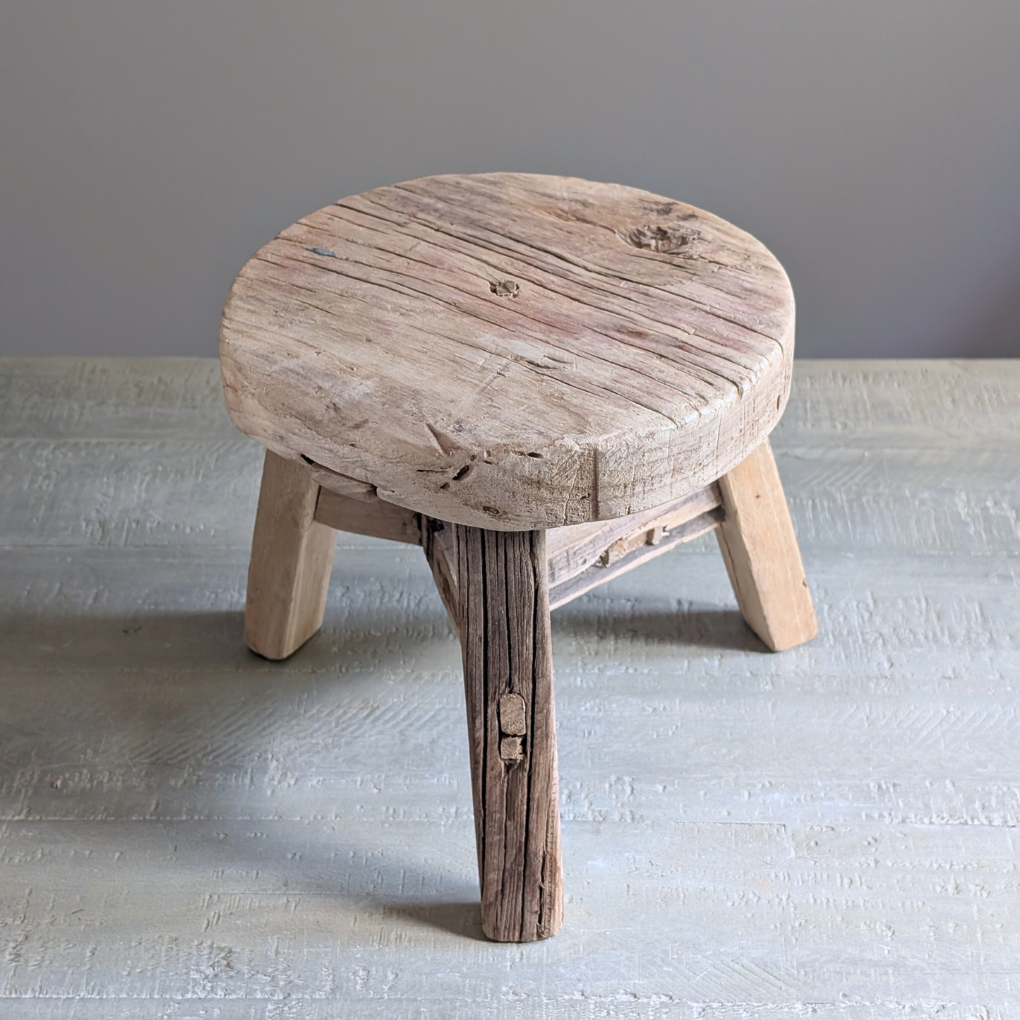 Round Reclaimed Wood Milking Stools