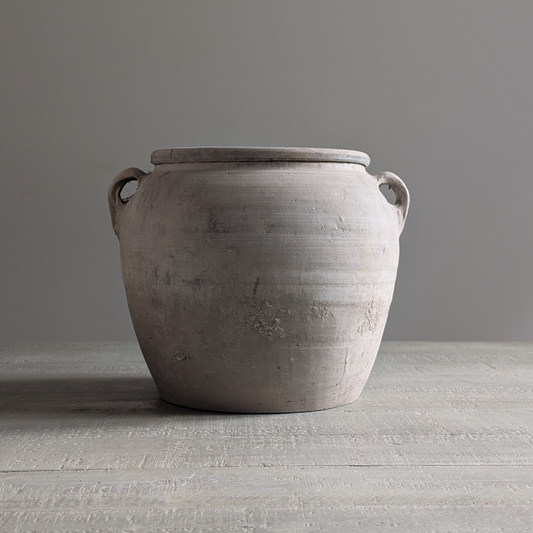 Medium Pale Grey Double Handled Pot