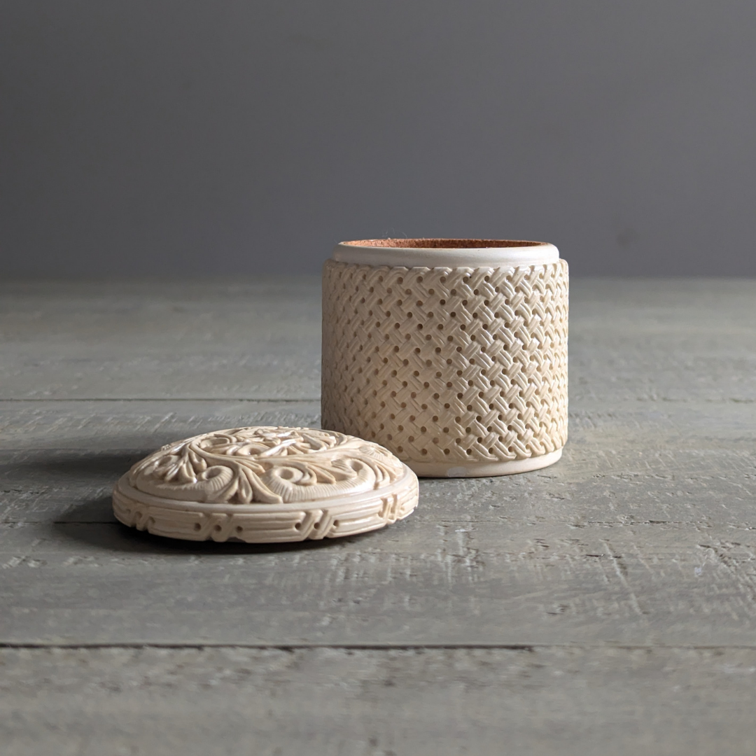 Ivory Lidded Trinket Box