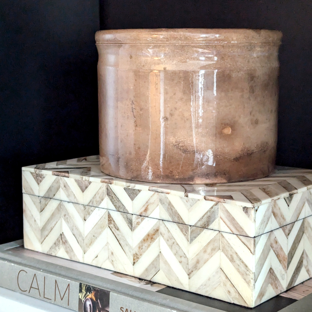 Large Brown French Mottled Pot