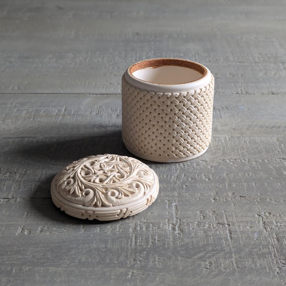 Ivory Lidded Trinket Box