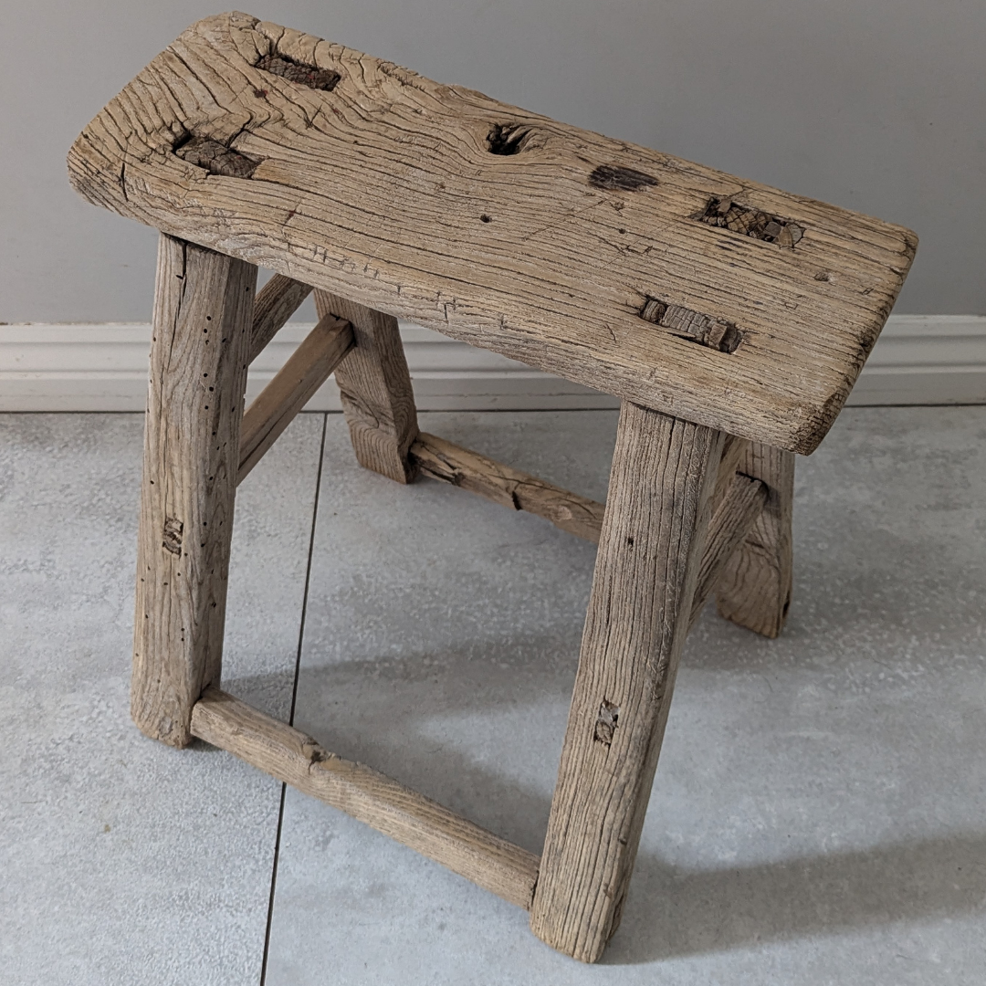 Large Reclaimed Wood Milking Stool