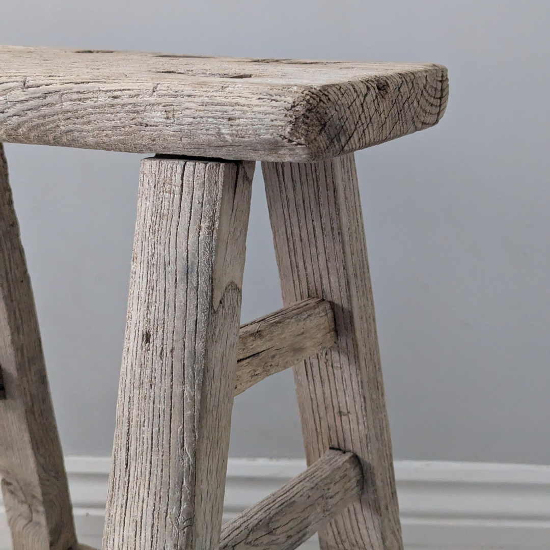 Large Reclaimed Wood Milking Stool