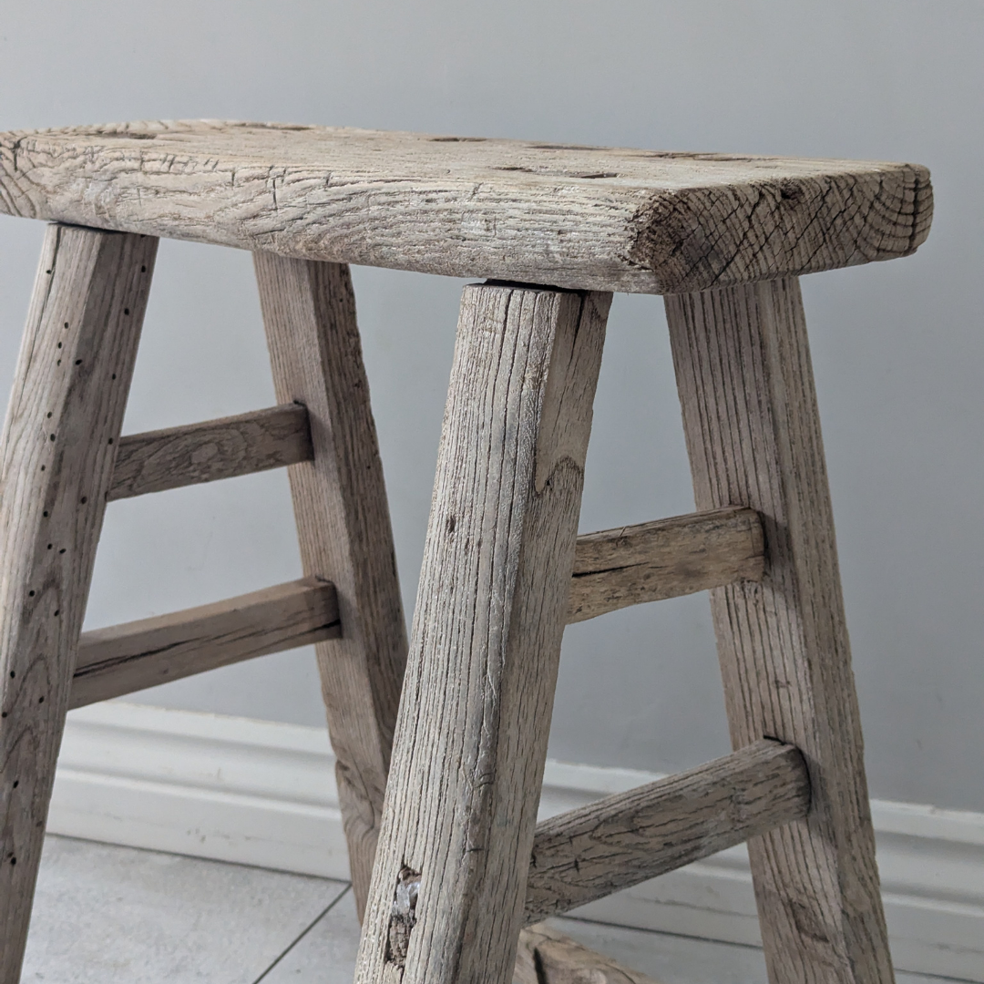 Large Reclaimed Wood Milking Stool