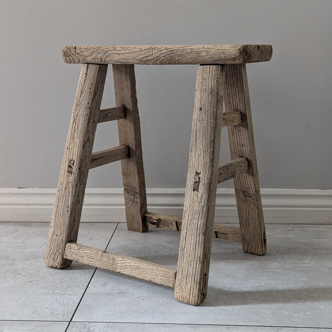 Large Reclaimed Wood Milking Stool