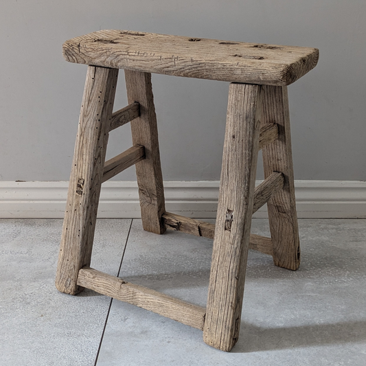 Large Reclaimed Wood Milking Stool