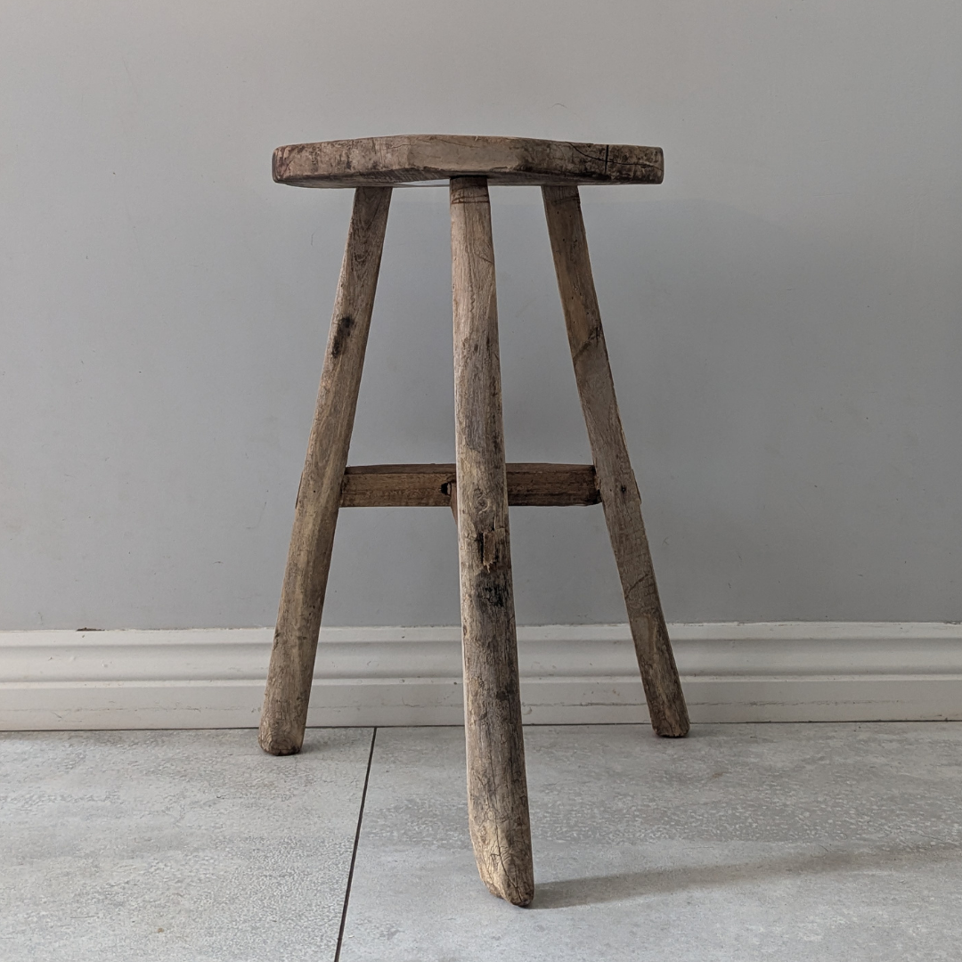 Large 3 Leg Reclaimed Wood Stool