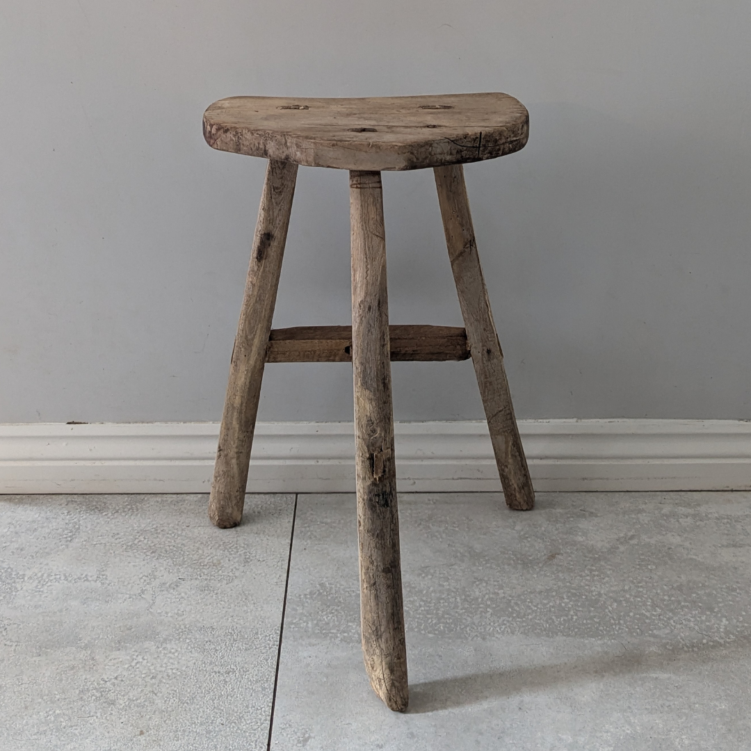 Large 3 Leg Reclaimed Wood Stool