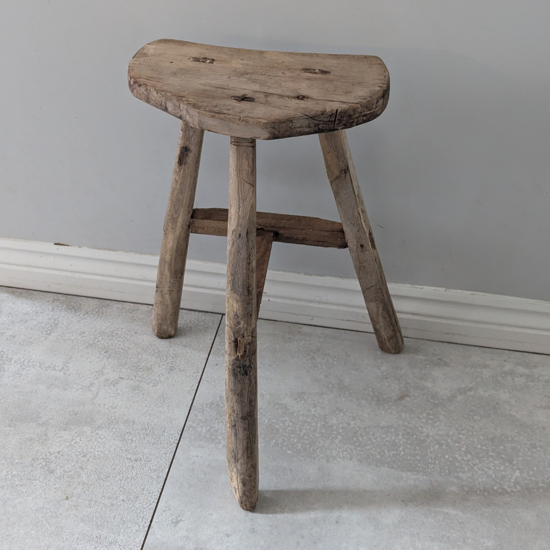 Large 3 Leg Reclaimed Wood Stool