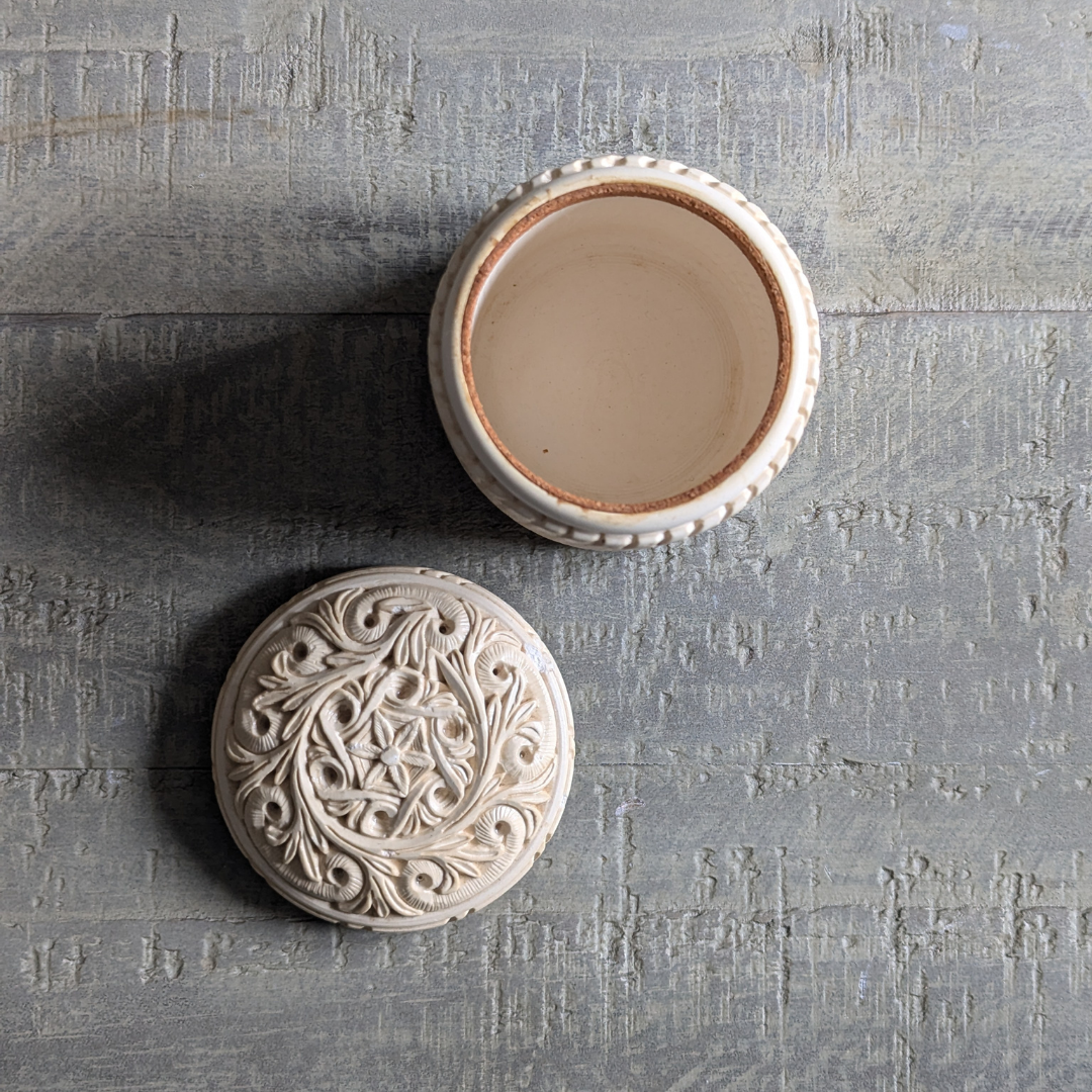 Ivory Lidded Trinket Box