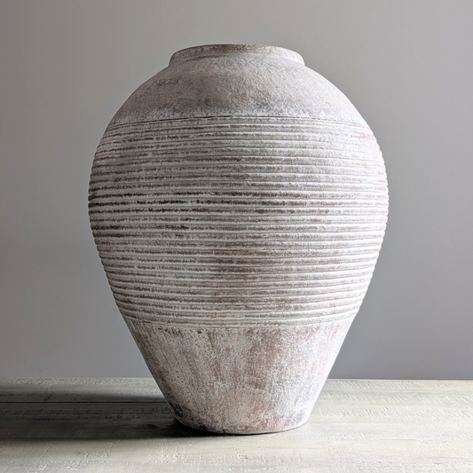 XL White Washed Terracotta Olive Pot