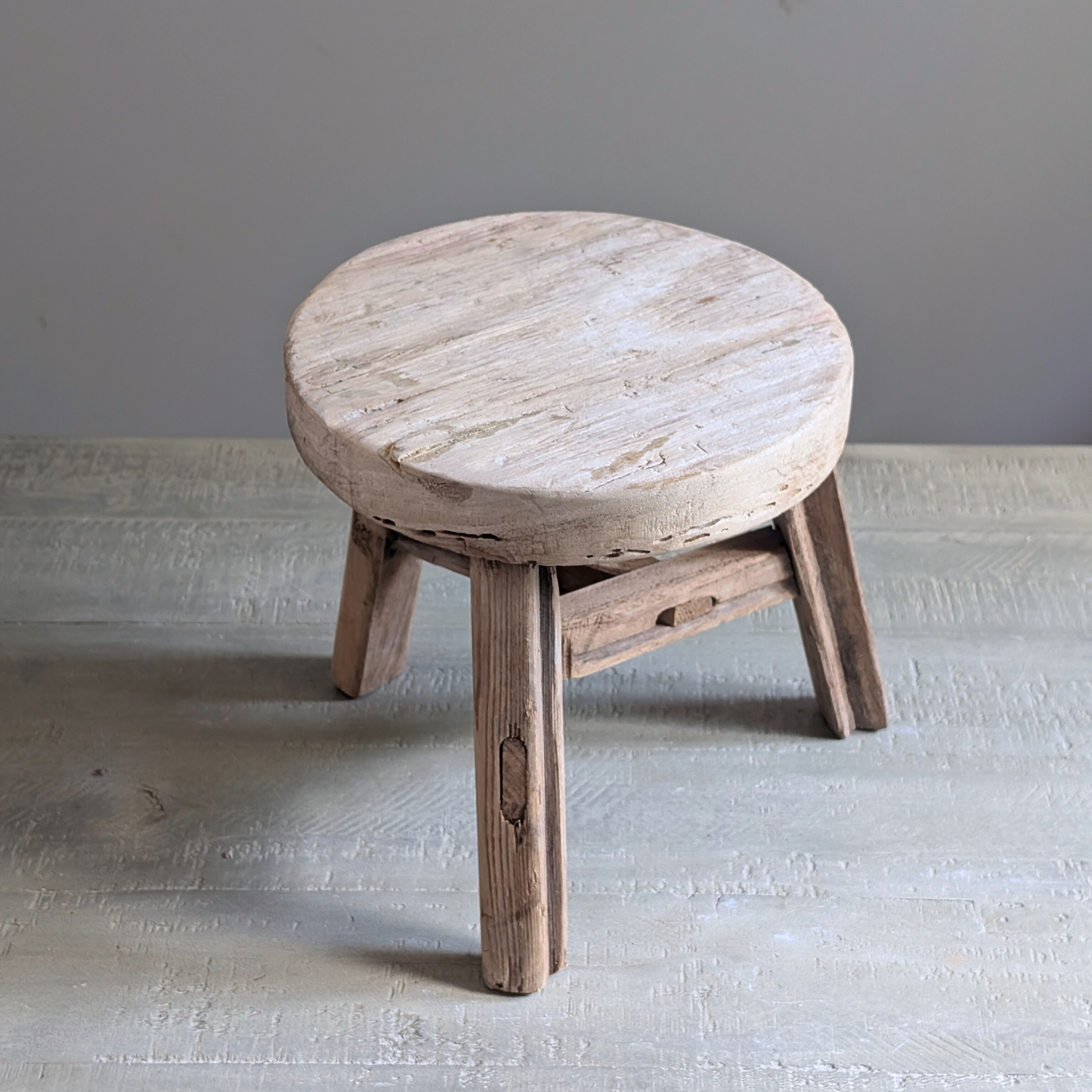 Round Reclaimed Wood Milking Stools