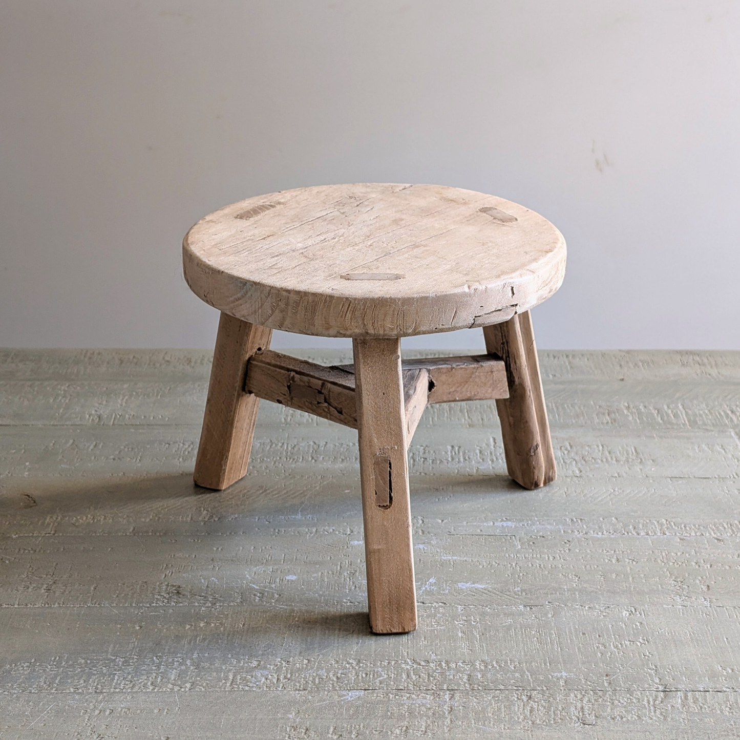 Round Reclaimed Wood Milking Stools