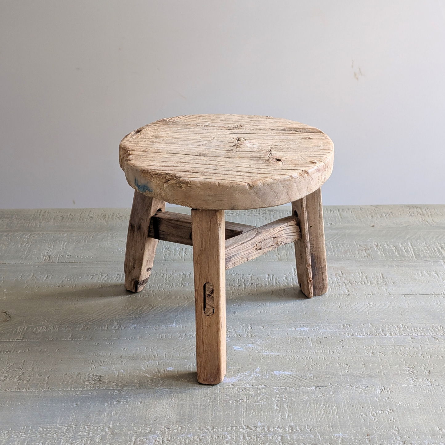 Round Reclaimed Wood Milking Stools