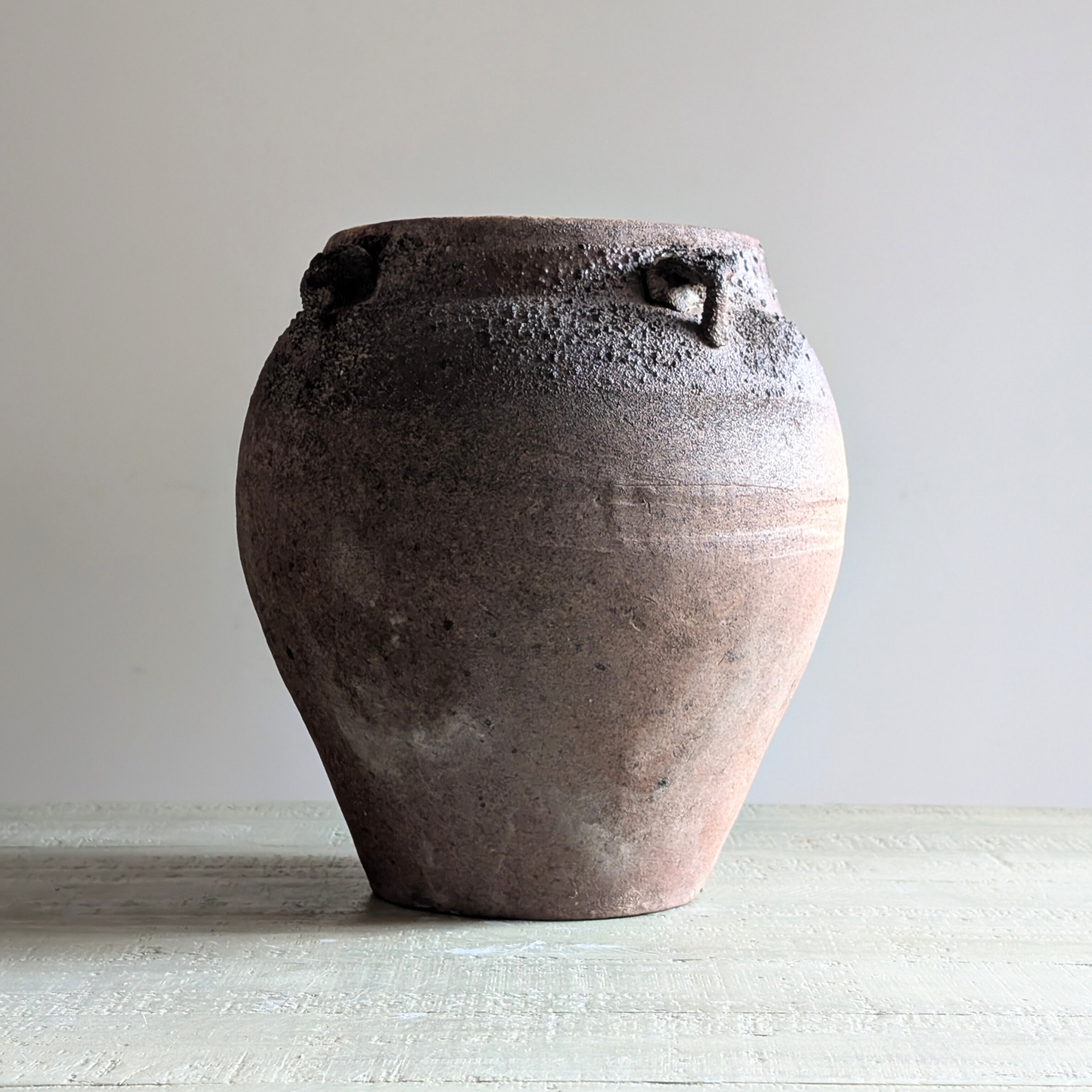 Large Half Glazed Brown Pot