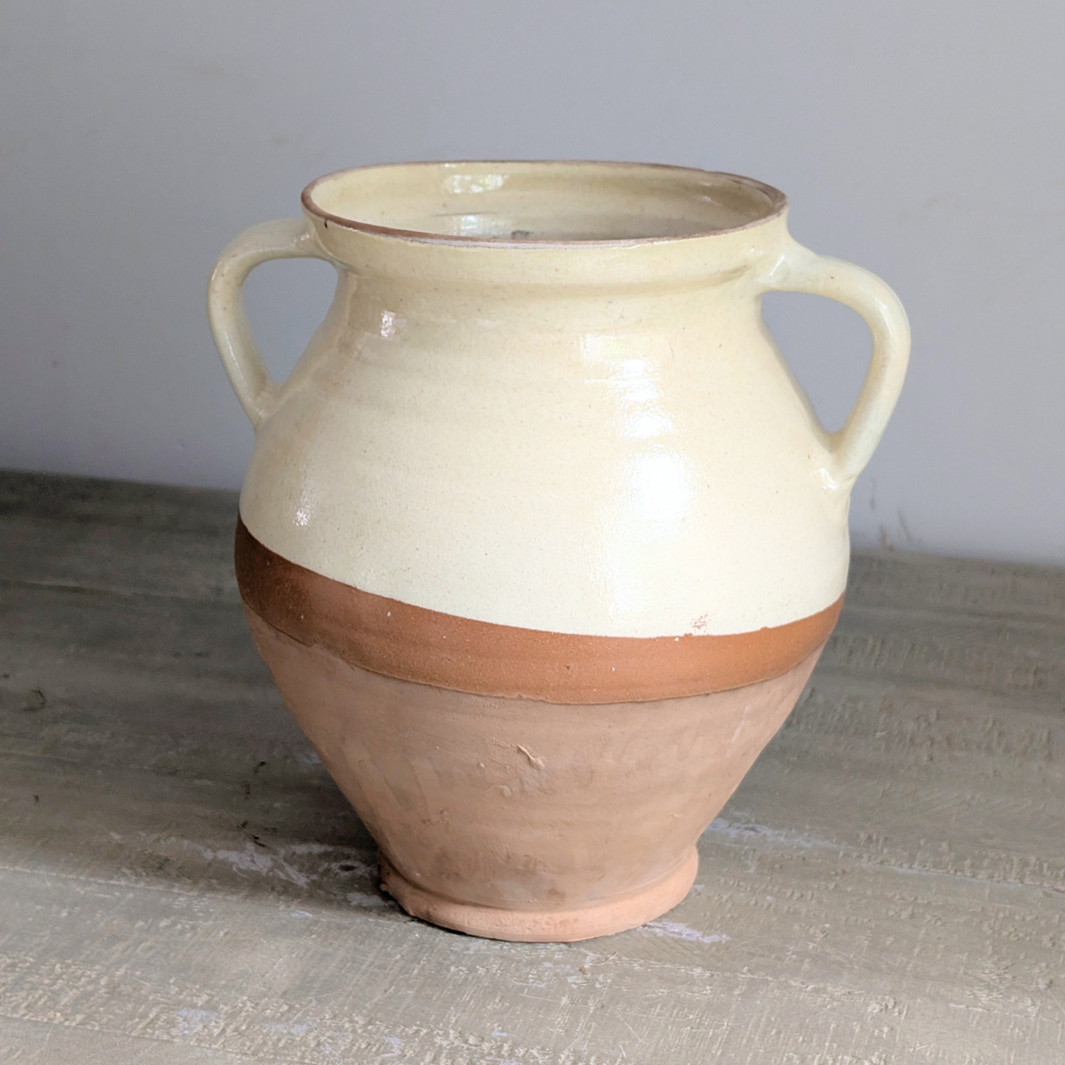 Half Glazed Butter Yellow Vase