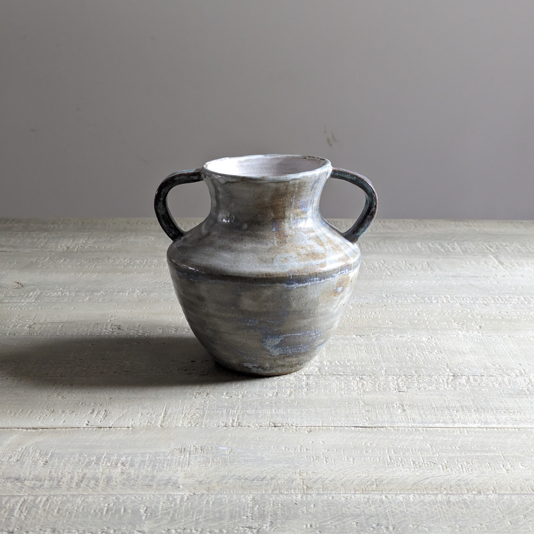 Studio Pottery Blue Glazed Amphora Pot