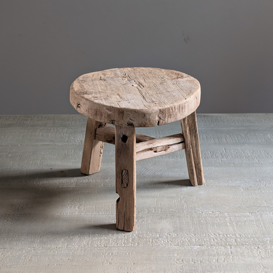 Round Reclaimed Wood Milking Stools