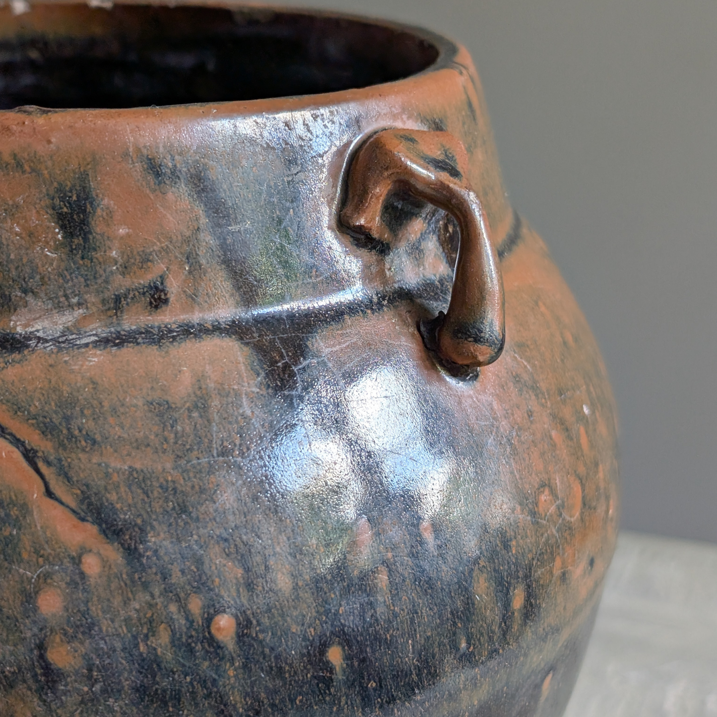 Large Mottled Glaze Chinese Storage Jar