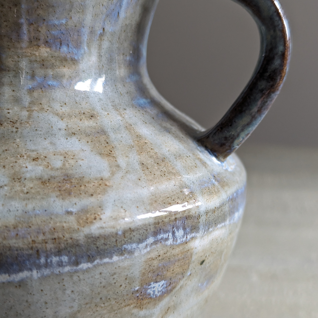 Studio Pottery Blue Glazed Amphora Pot