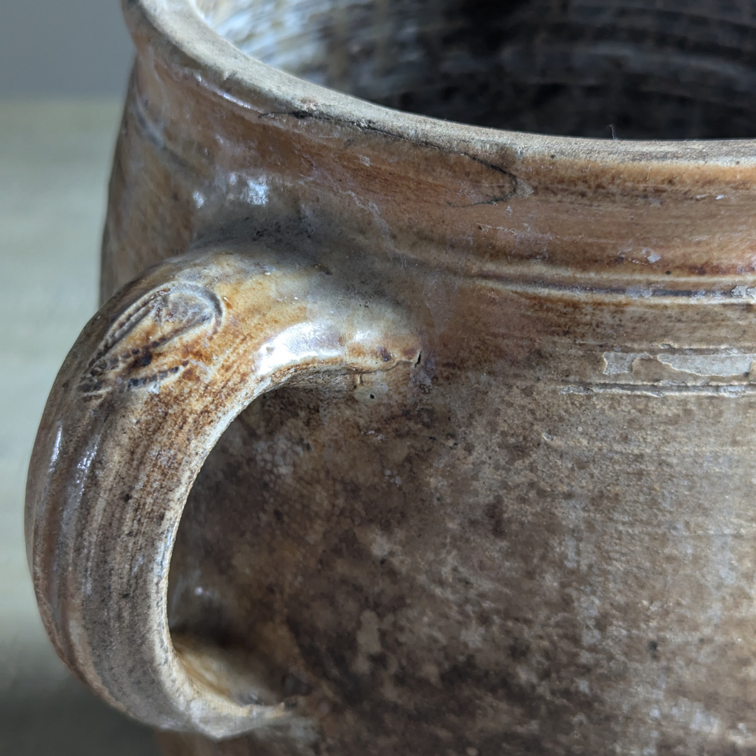 Large Glazed Double Handled Pot