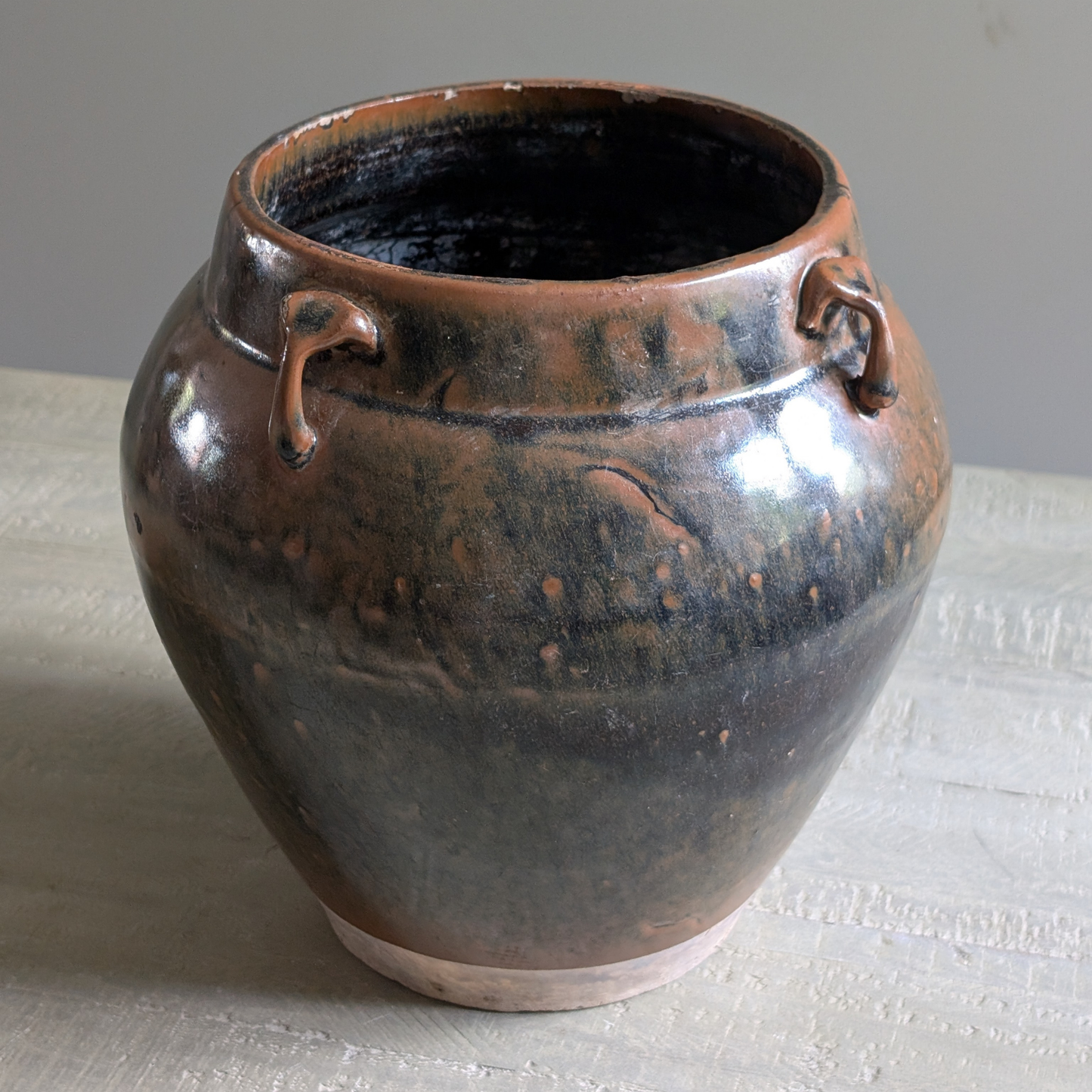 Large Mottled Glaze Chinese Storage Jar