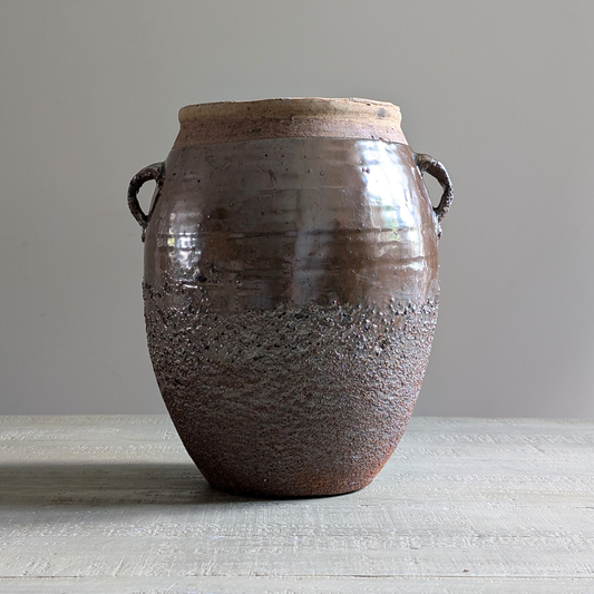Large Brown Glazed Confit Pot