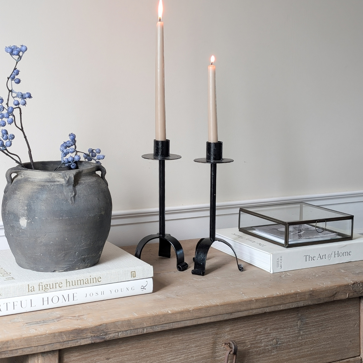 Wrought Iron Candle Holders (Pair)