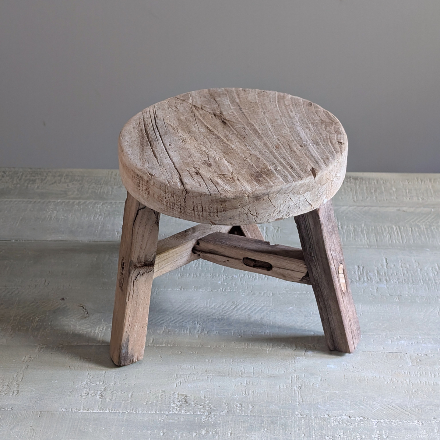 Round Reclaimed Wood Milking Stools