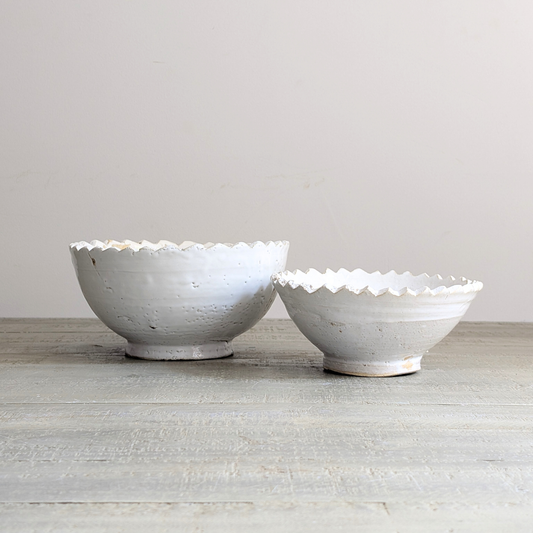 White Glazed Pedestal Bowls
