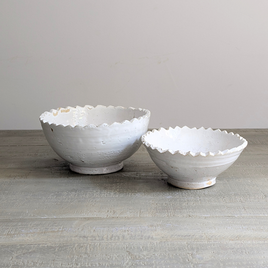 White Glazed Pedestal Bowls