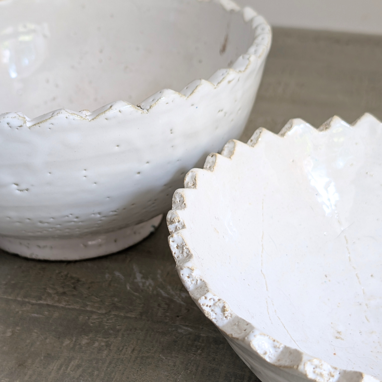 White Glazed Pedestal Bowls