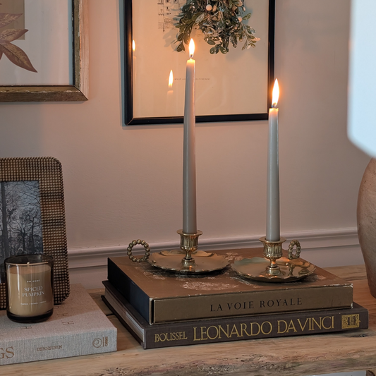 Large Scalloped Brass Candle Holder