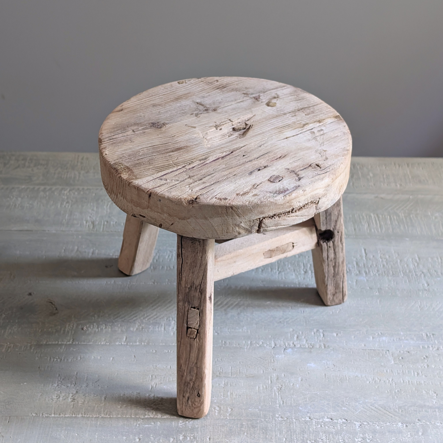 Round Reclaimed Wood Milking Stools