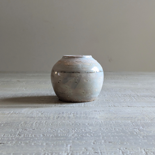 Small Pale Blue Banded Ginger Jar