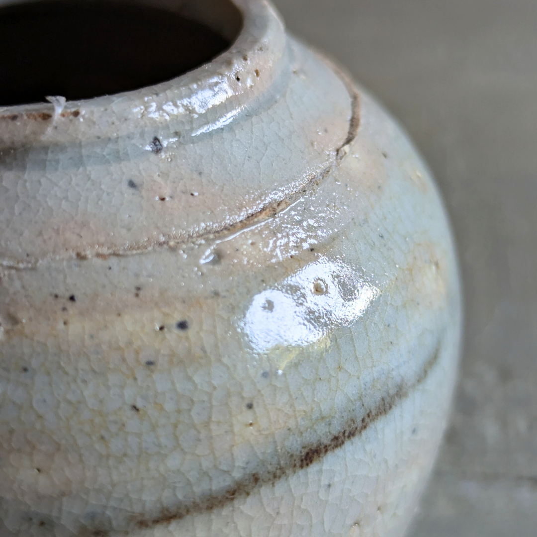 Small Pale Blue Banded Ginger Jar