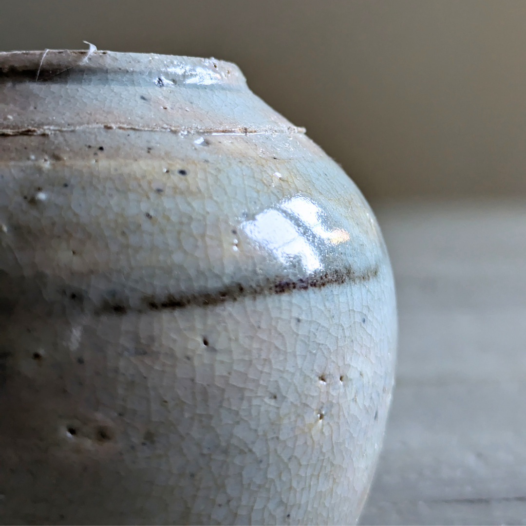 Small Pale Blue Banded Ginger Jar