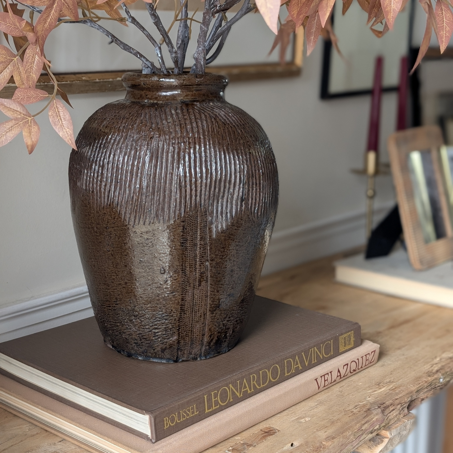 Tall Brown Rice Wine Jar 2