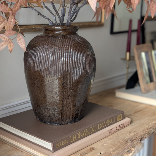 Tall Brown Rice Wine Jar 2