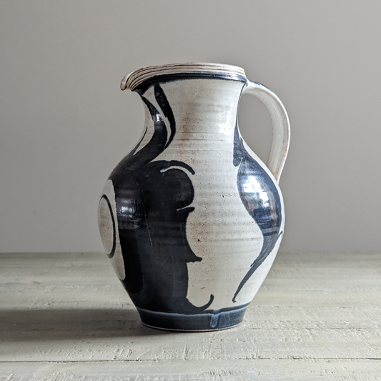 White & Blue Studio Pottery Jug