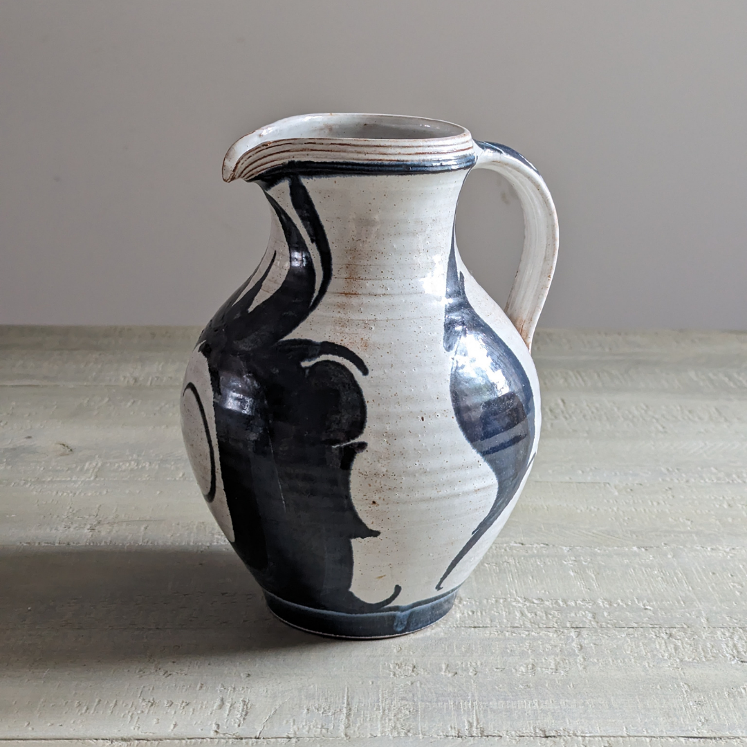 White & Blue Studio Pottery Jug