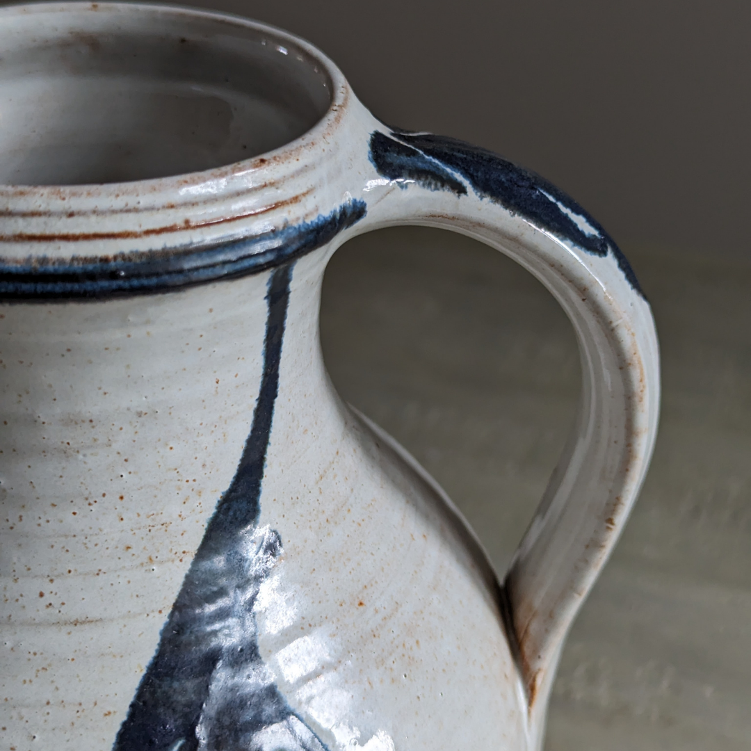 White & Blue Studio Pottery Jug