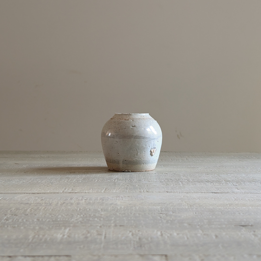 Small Pale Blue Banded Ginger Jar