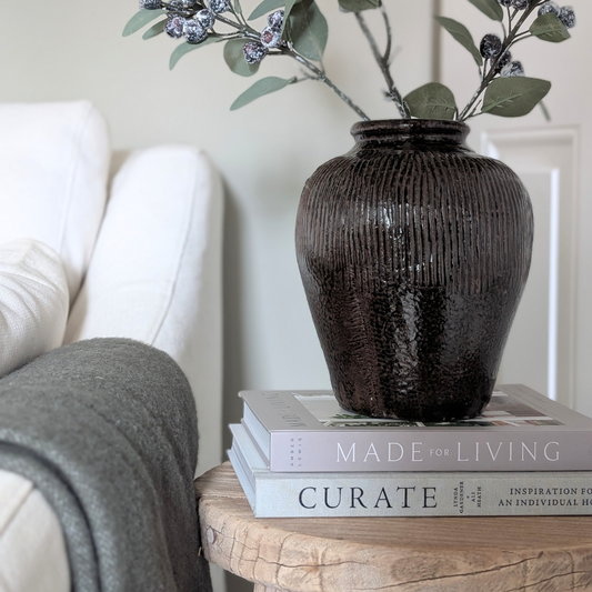 Tall Brown Rice Wine Jar 1