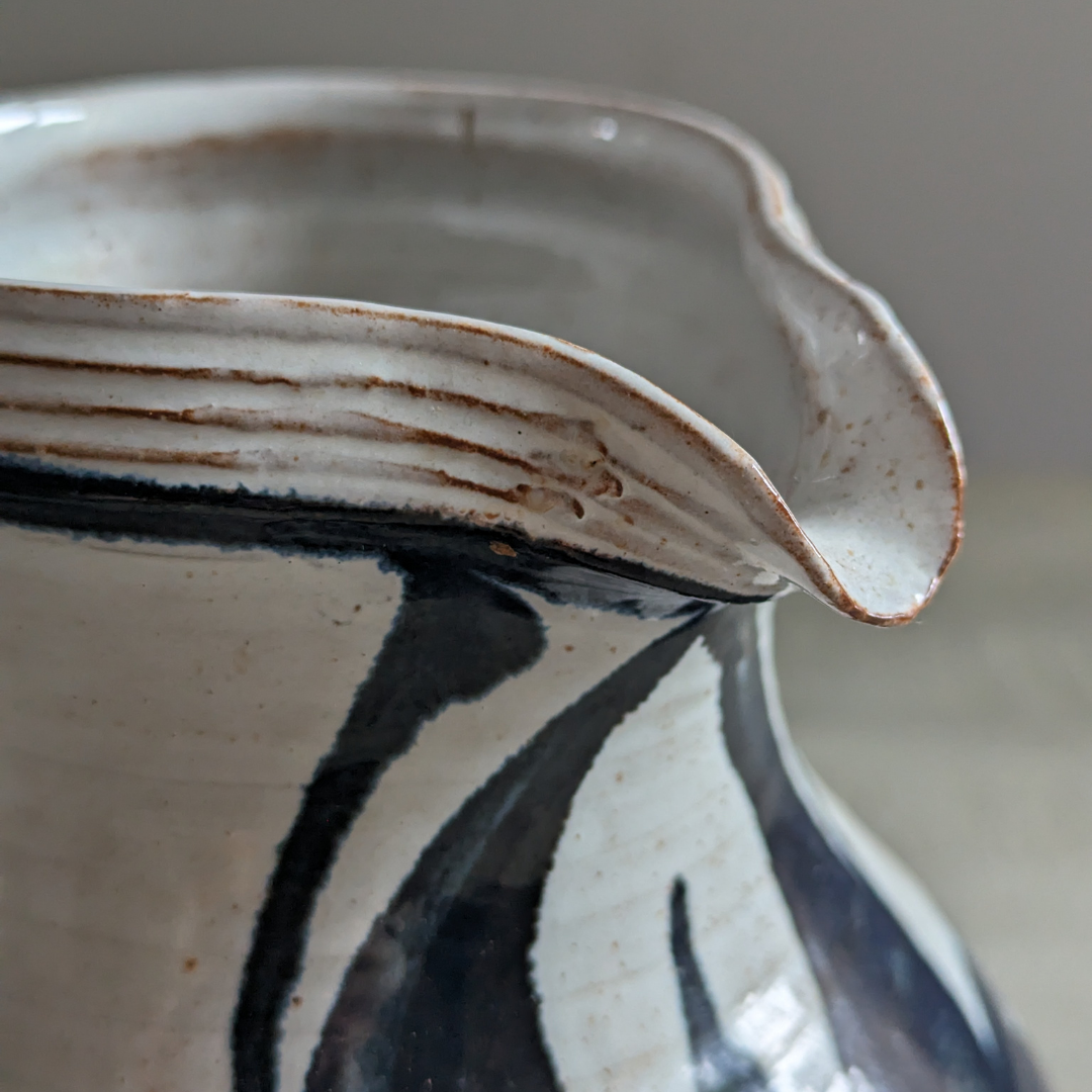 White & Blue Studio Pottery Jug