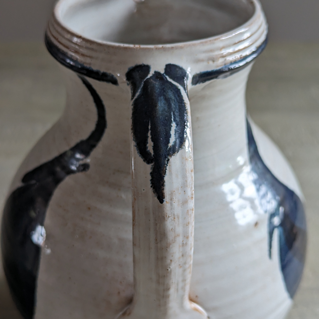 White & Blue Studio Pottery Jug