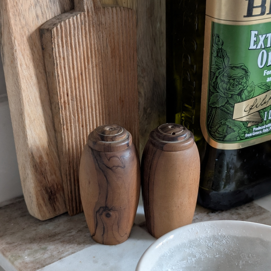 Vintage Wood Salt & Pepper Shakers