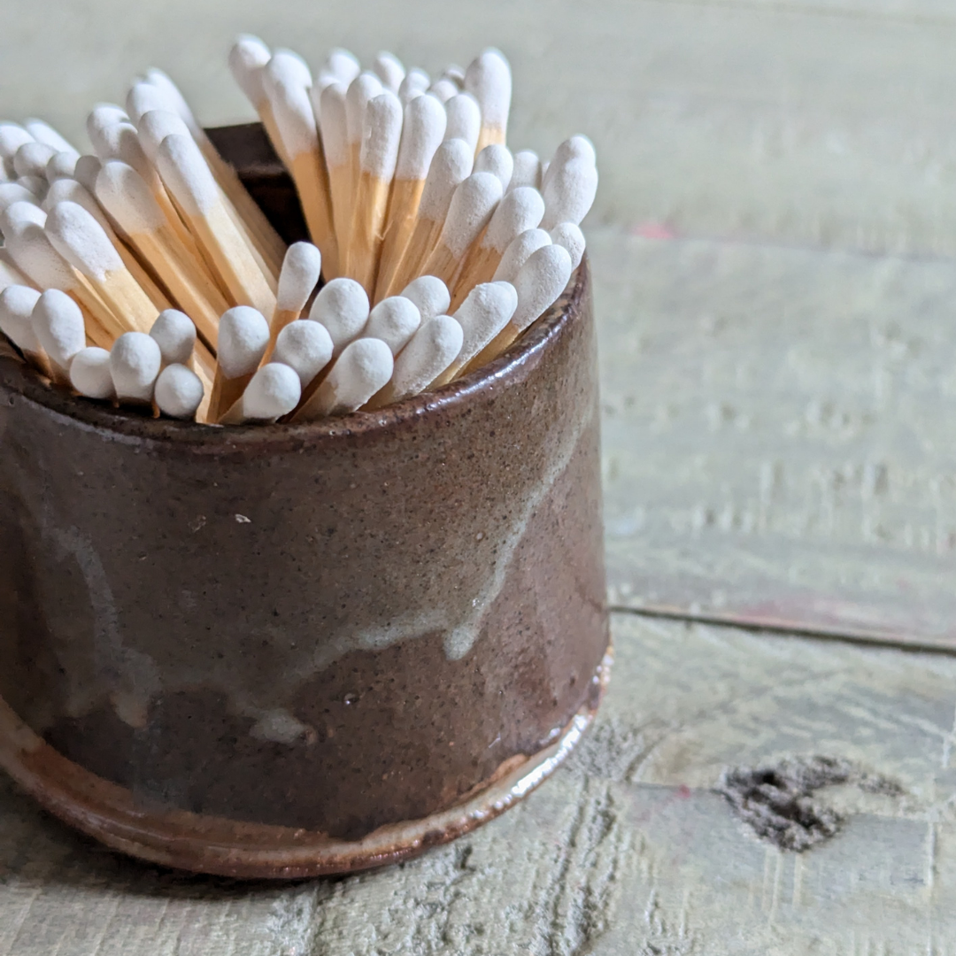 Studio Pottery Brown Matchstick Pot