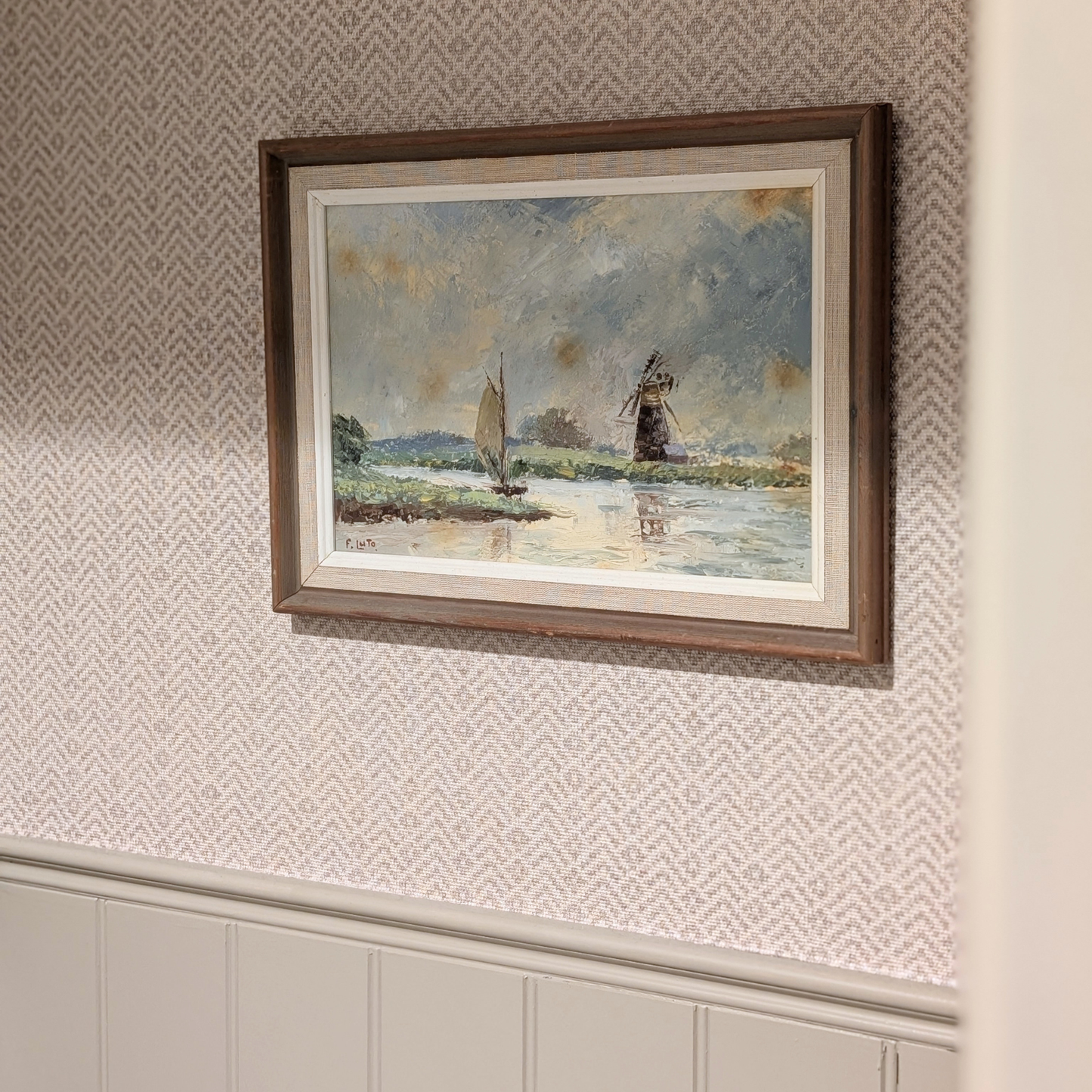 Windmill on River Oil Artwork
